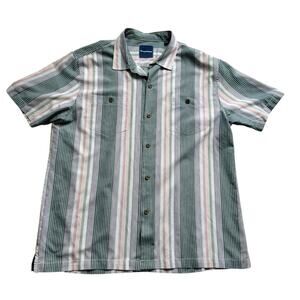 Tommy Bahama Men’s Narcia stripe silk blend short sleeve button up shirt XL